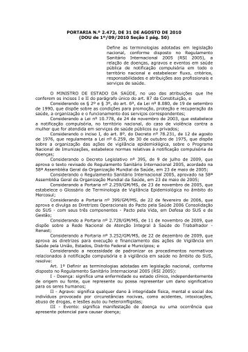 PORTARIA N.Âº 2.472, DE 31 DE AGOSTO DE 2010 - Departamento ...