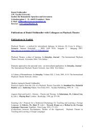 Publications of Daniel Feldhendler with ... - Playback Theatre