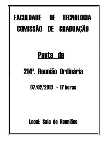 Reunião Ordinária - Faculdade de Tecnologia - Unicamp