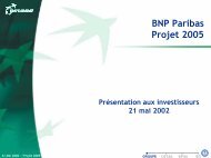 Projet 2005 BNP Paribas-Mai 2002-Présentation