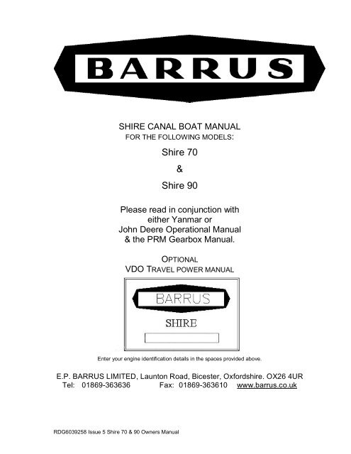 Shire Owners' Manual (11 Build) 70 & 90 (PDF) - EP Barrus