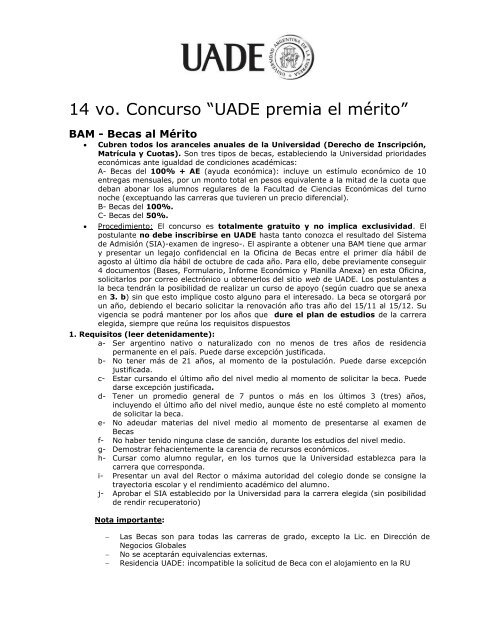 13 vo. Concurso âUADE premia el mÃ©ritoâ - Universidad Argentina ...