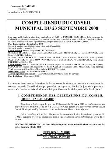 Compte-rendu CMâ¦tembre [1] - Ville de Caromb