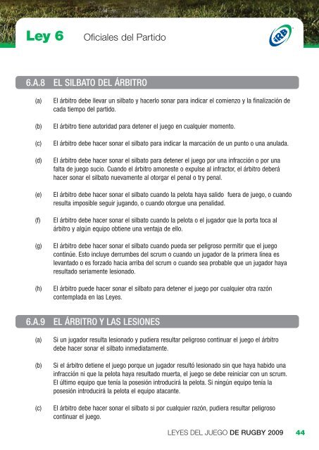 Leyes del Juego 2009 - URBA