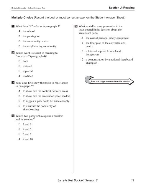 OSSLT Sample Test Booklet 2 2012.pdf - Thornlea