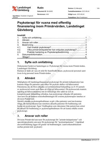 Psykoterapi fÃ¶r vuxna med offentlig finansiering inom PrimÃ¤rvÃ¥rden ...