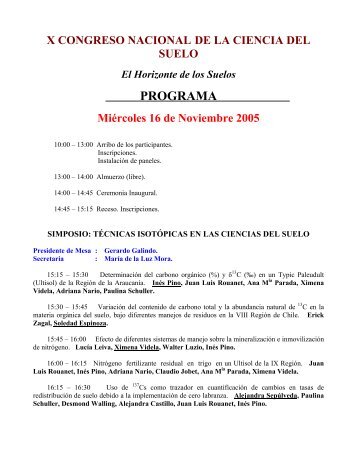 PROGRAMA - X Congreso Nacional de Ciencias del Suelo