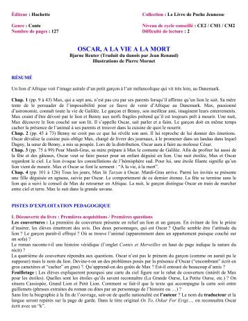 OSCAR, A LA VIE A LA MORT - EDDL.fr