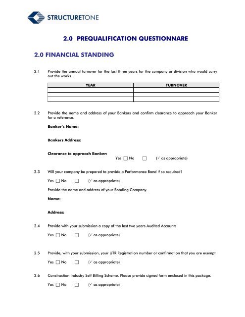 SUPPLY CHAIN PREQUALIFICATION PACKAGE - Structure Tone Inc.