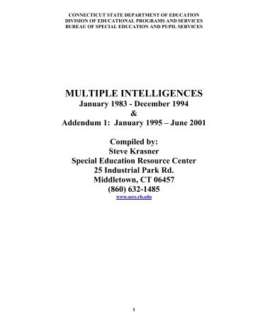 MULTIPLE INTELLIGENCES - The State Education Resource Center