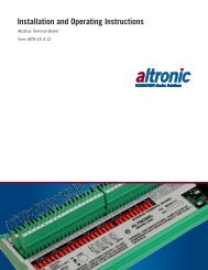 Installation and Operating Instructions - Altronic Inc.