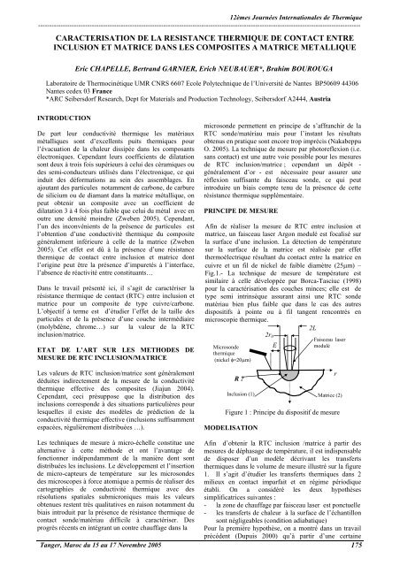 caracterisation de la resistance thermique de contact entre ... - iusti