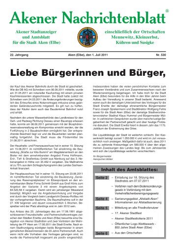Ausgabe 530 vom 01.07.2011 - Stadt Aken (Elbe)