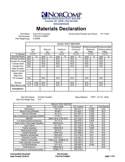 178-015-513R691 Material Declaration - NorComp