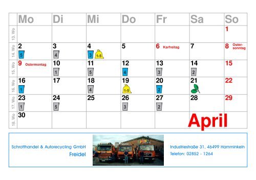 Abfallkalenderseiten Hamminkeln - Städtereinigung Gerke