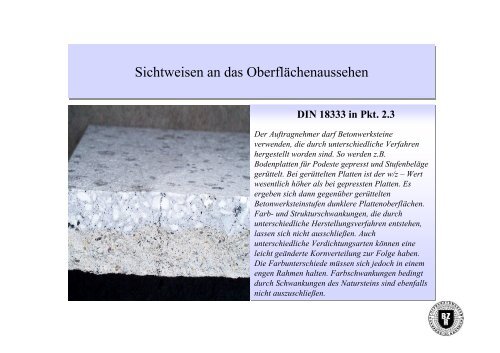 Betonwerkstein und Betonpflastersteine - Verfärbungen