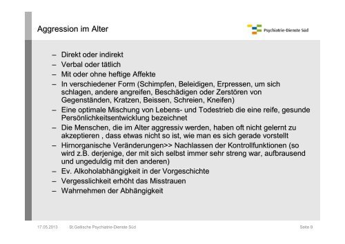 Aggression im Alter - Psychiatrie-Dienste SÃ¼d