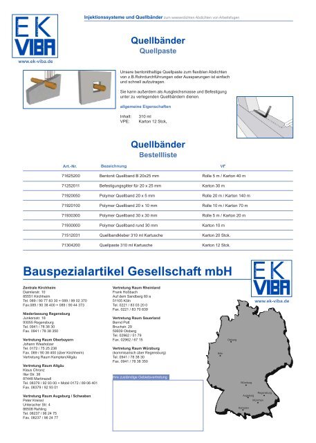 Quellbänder - Bauspezialartikel Gesellschaft mbH EK+VIBA