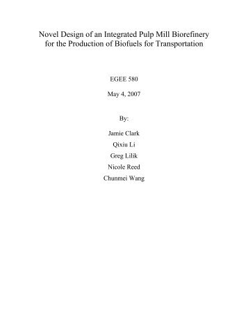 Novel Design of an Integrated Pulp Mill Biorefinery for the ...