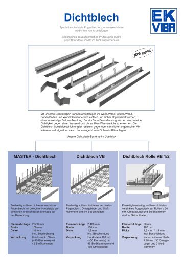 Dichtblech - Bauspezialartikel Gesellschaft mbH EK+VIBA
