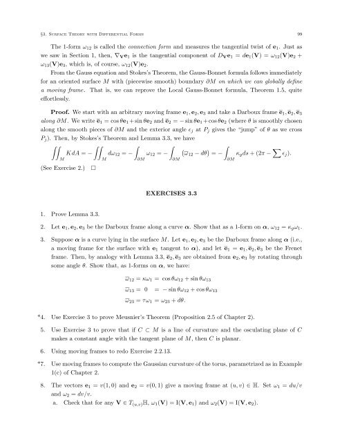 DIFFERENTIAL GEOMETRY: A First Course in Curves and Surfaces