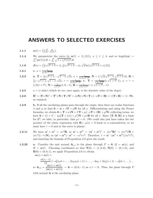 DIFFERENTIAL GEOMETRY: A First Course in Curves and Surfaces