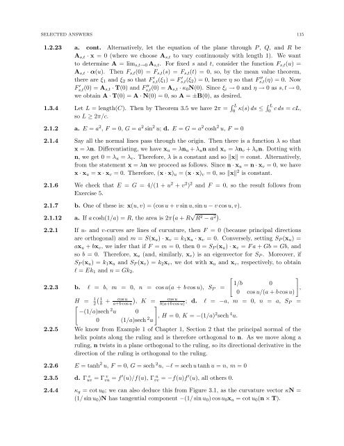 DIFFERENTIAL GEOMETRY: A First Course in Curves and Surfaces