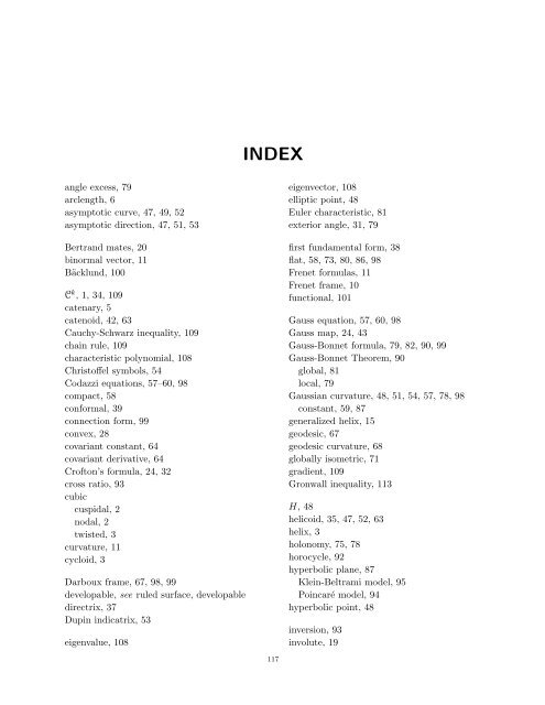 DIFFERENTIAL GEOMETRY: A First Course in Curves and Surfaces