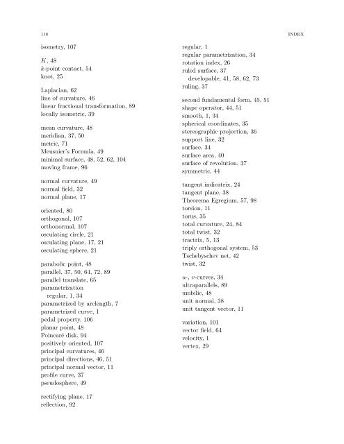 DIFFERENTIAL GEOMETRY: A First Course in Curves and Surfaces