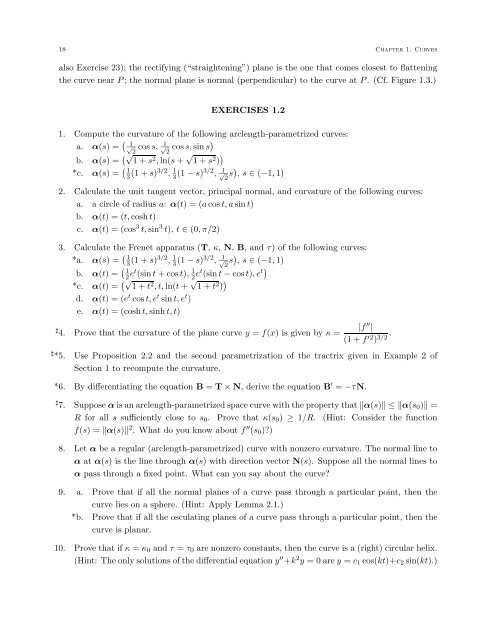 DIFFERENTIAL GEOMETRY: A First Course in Curves and Surfaces