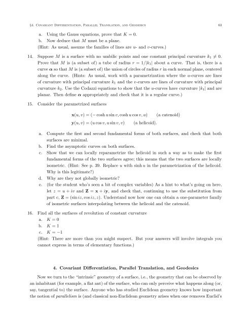 DIFFERENTIAL GEOMETRY: A First Course in Curves and Surfaces