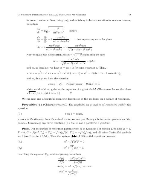 DIFFERENTIAL GEOMETRY: A First Course in Curves and Surfaces