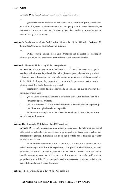 LEY No.46 DE 06-06-2003 QUE MODIFICA ARTICULOS DE ... - Justia