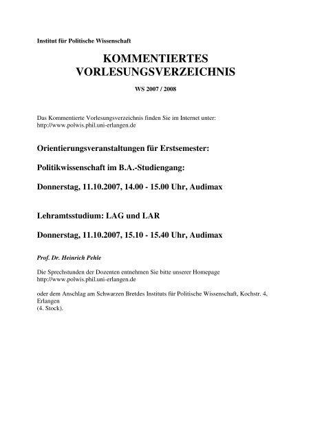 Wintersemester 2007/08 (PDF, 395 kB) - Institut fÃ¼r Politische ...