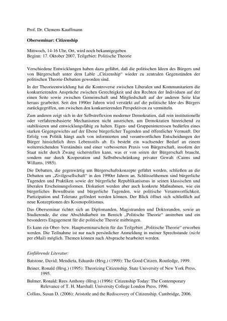 Wintersemester 2007/08 (PDF, 395 kB) - Institut fÃ¼r Politische ...