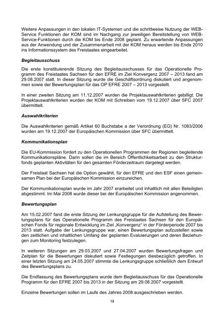 Jahresbericht EFRE 2007 - Strukturfonds in Sachsen - Freistaat ...