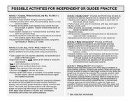 POSSIBLE ACTIVITIES FOR INDEPENDENT OR GUIDED PRACTICE