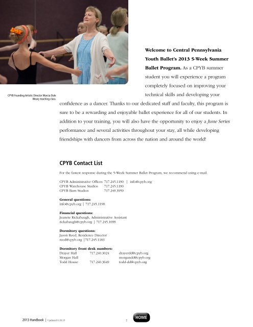 5-Week Summer Ballet Program 2013 Handbook - Central ...