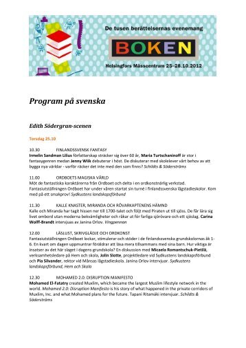 Programmet pÃ¥ scenerna SÃ¶dergran och Totti - Svenska ...