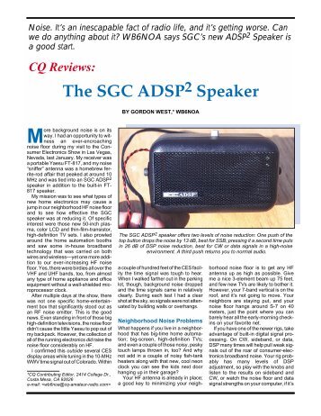 CQ Magazine ADSP² Speaker Review (pdf) - SGC