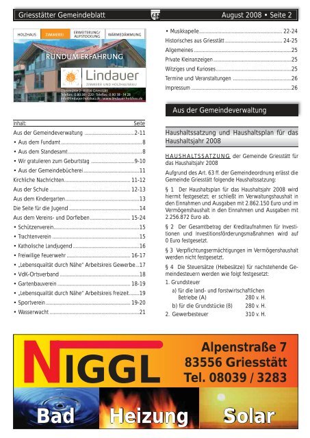 Gemeindeblatt August 2008 - Griesstätt