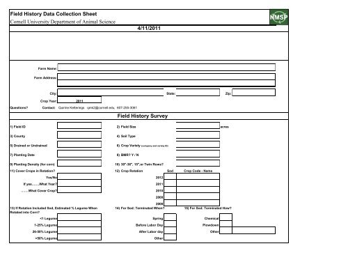 Field Background Information Form 2011