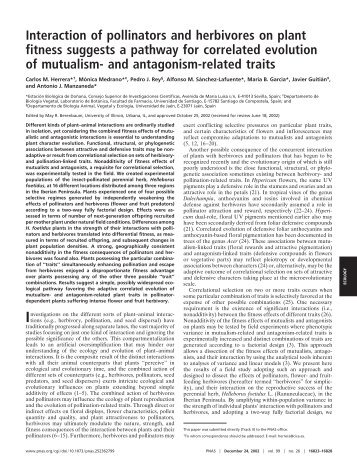 Interaction of pollinators and herbivores on plant fitness suggests a ...