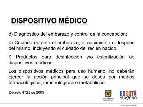 dispositivo médico - Secretaría Distrital de Salud