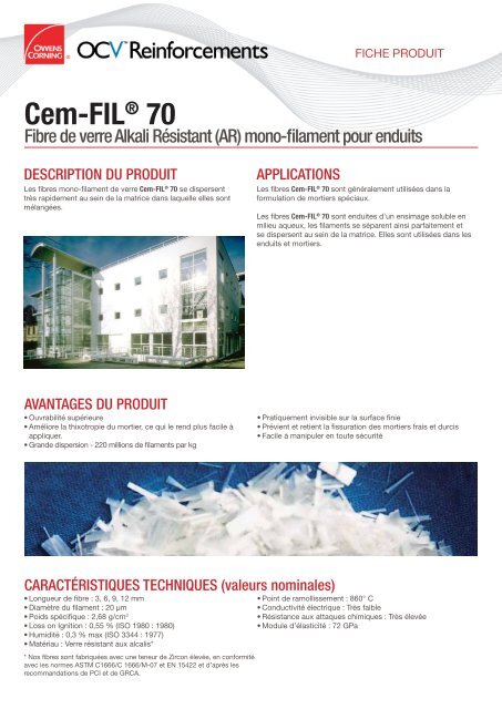 Cem-FIL® 70 - OCV Reinforcements