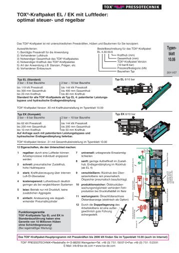TOX®-Kraftpaket EL / EK mit Luftfeder: optimal steuer- und regelbar ...