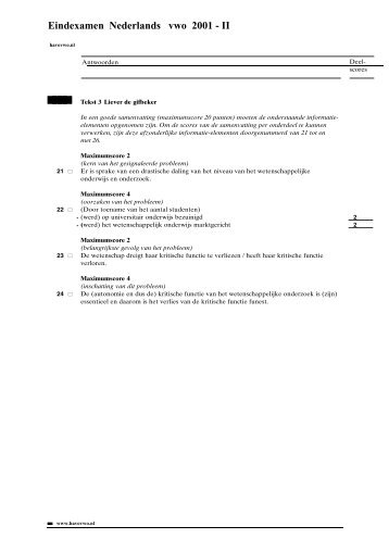 Eindexamen Nederlands vwo 2001 - II - VWO-Examens