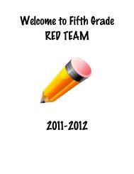 Welcome to Fifth Grade RED TEAM 2011-2012 - Minooka CCSD 201