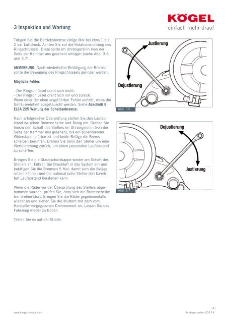 Kögel Wartungshandbuch CS9 EK Anhänger-System