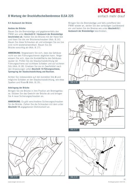 Kögel Wartungshandbuch CS9 EK Anhänger-System